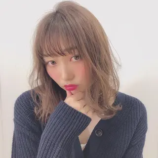 ミディアム カラー 店長/mao/ 前髪/顔周りカットのヘアスタイル