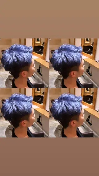 ショート カラー ヘアアレンジ メンズ 💎韓国レイヤー ×エクステゆうま💎のヘアスタイル