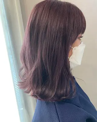 セミロング カラー hub hair レイヤー/透明感のヘアスタイル