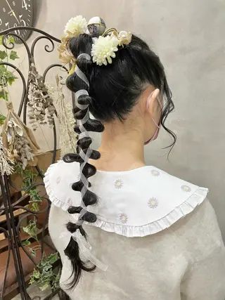 ロング ヘアアレンジ 【ピンク/韓国ヘア/ ヘアセット】亜海のヘアスタイル