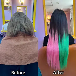 ロング シール+ちび編み込み エクステ梅田🐨のヘアスタイル