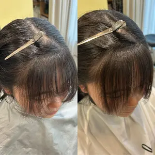 セミロング パーマ hub hair レイヤー/透明感のヘアスタイル