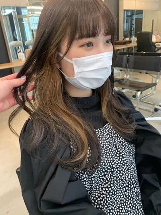 ミディアム カラー 透明感/オリーブ/ グレージュ/YUKAのヘアスタイル