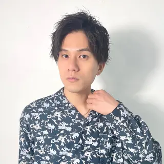 パーマ メンズ スパイキーパーマ 柏NO1 藤本葉のヘアスタイル