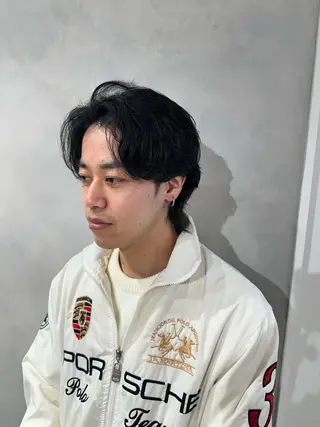 ショート パーマ メンズ 渋谷レイヤーカット/ 暖色艶カラー🩵高橋のヘアスタイル