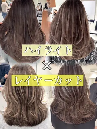 ロング カラー ハイライト/レイヤー 河原町/Manatoのヘアスタイル