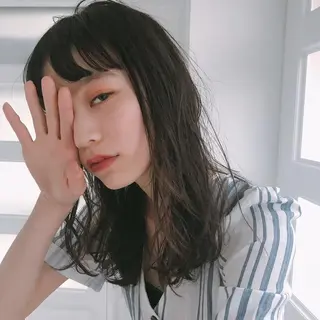 セミロング カラー パーマ ヘアアレンジ メンズ キッズ ネイル マツエク・マツパ くすみミルクティー／ ブラウン🪡TOWAのヘアスタイル