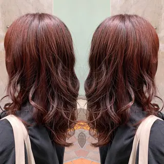 セミロング カラー レイヤーカット/ 艶カラー/RYOMAのヘアスタイル