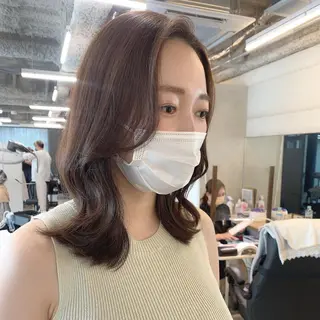 ミディアム カラー 透明感/オリーブ/ グレージュ/YUKAのヘアスタイル