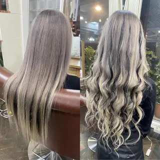 ロング カラー モモカ/ハイトーン /バレイヤージュのヘアスタイル