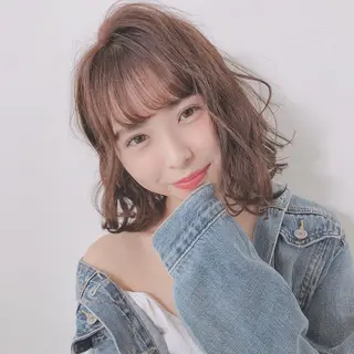 ミディアム カラー 店長/mao/ 前髪/顔周りカットのヘアスタイル