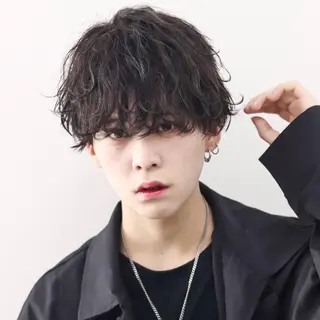 ミディアム カラー パーマ メンズ シースルーマッシュ/ メンズ/KYOHEIのヘアスタイル