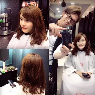 セミロング カラー パーマ 北川大輔🌟 小顔レイヤーカットのヘアスタイル