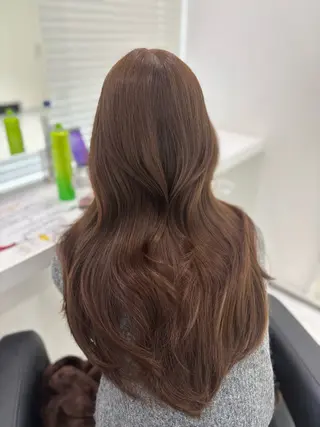 ロング カラー ブリーチなし透明感 ×縮毛矯正🤍ユウのヘアスタイル