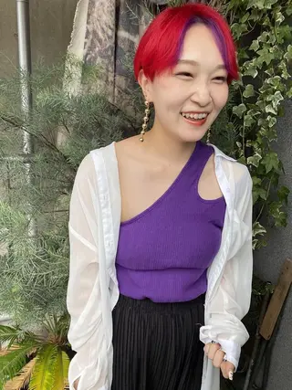 ショート qiie リタッチ 黒染め　ワンカラーのヘアスタイル