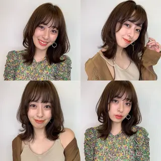 ミディアム カラー 透明感/オリーブ/ グレージュ/YUKAのヘアスタイル