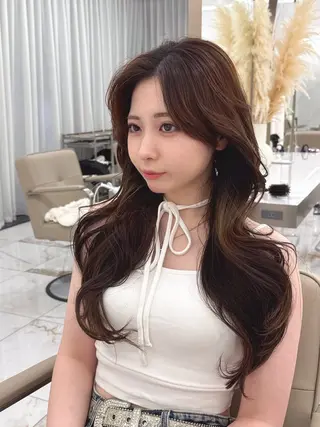 ロング のり🐼顔まわり/ 韓国/レイヤーカットのヘアスタイル