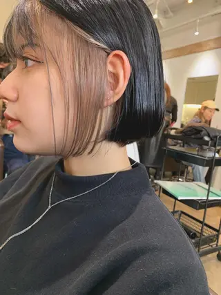 ショート カラー パーマ ヘアアレンジ パーマ/透明感カラー /ボブ/吉田一生のヘアスタイル