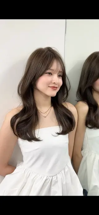 セミロング カラー ブリーチなしヘーゼル 🤎透明感カラー 唯のヘアスタイル