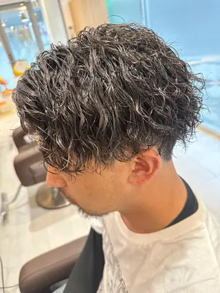 ミディアム パーマ メンズ 💈メンズ特化 美容師サキ💈のヘアスタイル
