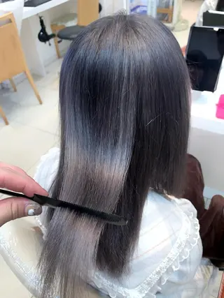 セミロング カラー 学割 悟 韓国風艶髪縮毛矯正のヘアスタイル