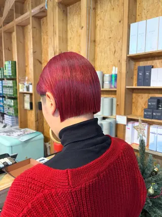 カラー まろみ暖色×ボブ ×chia🕯のヘアスタイル