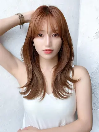 セミロング カラー 顔周り/くびれヘア 韓国ヘア💕風間るなのヘアスタイル