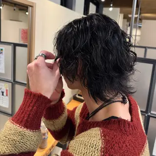 ミディアム パーマ メンズ 梅本 淑人のヘアスタイル