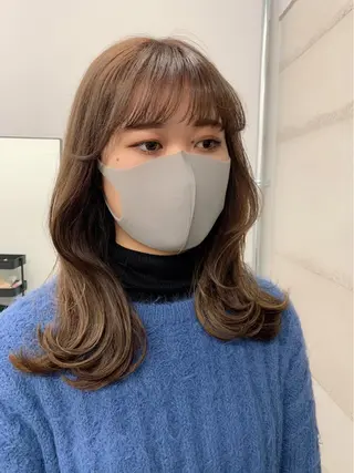 ミディアム カラー 透明感/オリーブ/ グレージュ/YUKAのヘアスタイル