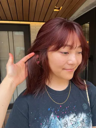 ミディアム カラー 暖色/パーマ 🌼クニトウメイのヘアスタイル