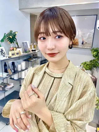 ショート レイヤー×ツヤカラー 渋谷/kougaのヘアスタイル