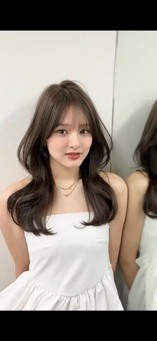 セミロング カラー ブリーチなしヘーゼル 🤎透明感カラー 唯のヘアスタイル