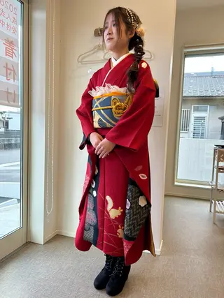 ロング ヘアアレンジ アミオーガニック カラーのヘアスタイル