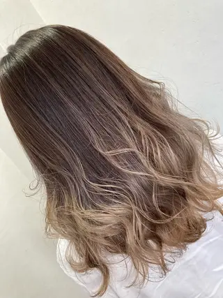 セミロング カラー パーマ ブリーチ毛縮毛矯正 👑山口のヘアスタイル