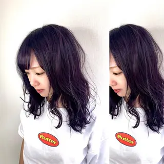 セミロング カラー JuNブリーチに 縮毛矯正するプロのヘアスタイル