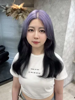 ロング カラー メンズウルフ🐺♡ ブリーチ♡ヘアメ🎀のヘアスタイル