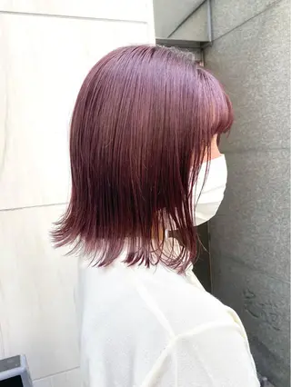 ミディアム カラー ハル🌸柔色/ ブリーチなし/艶髪のヘアスタイル