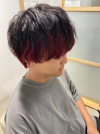 ショート メンズパーマ/ダウン パーマ/十文字玲音のヘアスタイル