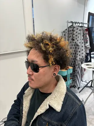 ミディアム パーマ メンズ CUCUMBER所属・本間 颯太のヘアスタイル