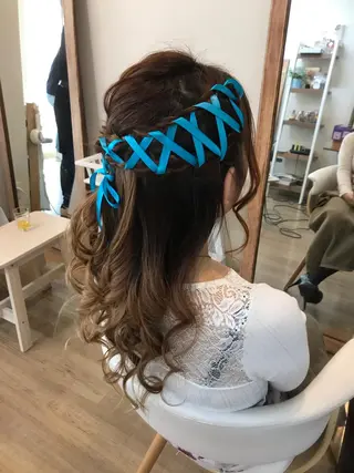 セミロング ヘアアレンジ ヘアセット/卒業式 袴着付け✨清水玲歌のヘアスタイル