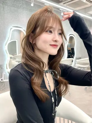 セミロング カラー 美髪矯正 ブリーチな しダブル🍒❤ゆうきのヘアスタイル