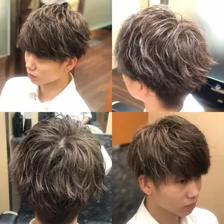 ミディアム カラー パーマ ヘアアレンジ メンズ 萩原 勇樹のヘアスタイル