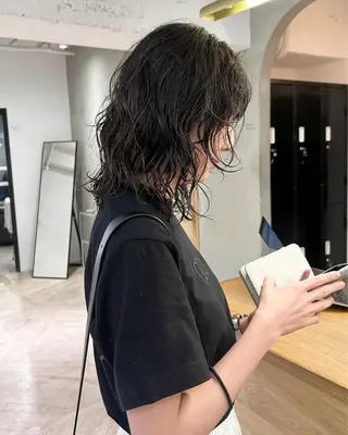 ミディアム パーマ レイヤーカット/暖色 カラー/mao🎀のヘアスタイル