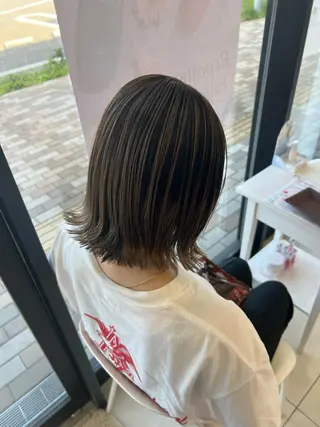 ミディアム カラー 太白区白髪ぼかし/ ボブカット/千葉達人のヘアスタイル