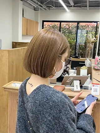 ミディアム カラー ヘアアレンジ ハル🌸柔色/ ブリーチなし/艶髪のヘアスタイル