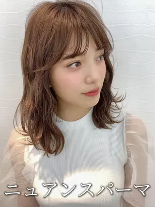 ミディアム カラー 韓国風パーマ/ヘア セット/店長みづきのヘアスタイル