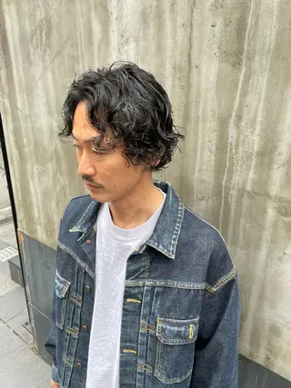 ミディアム パーマ メンズ ニュアンスパーマ/ メンズカット田島勇樹のヘアスタイル