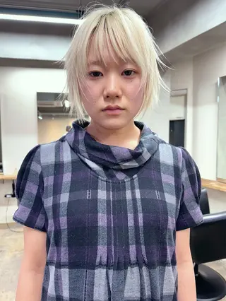 ショート カラー ヘアアレンジ 丸山渉/パーマ エフェクトブリーチのヘアスタイル