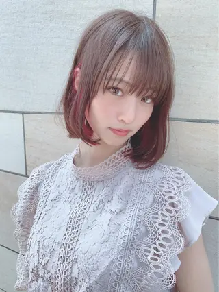 セミロング カラー パーマ 【公式】amble luxe池袋東口🩷のヘアスタイル