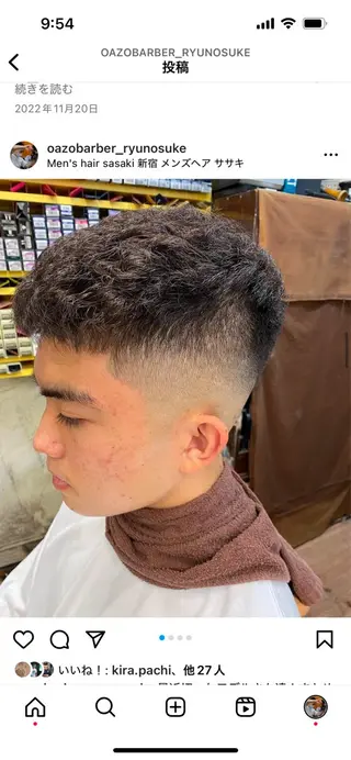 ショート パーマ メンズ 💈短髪刈り上げ✂️ 龍ノ佑のヘアスタイル